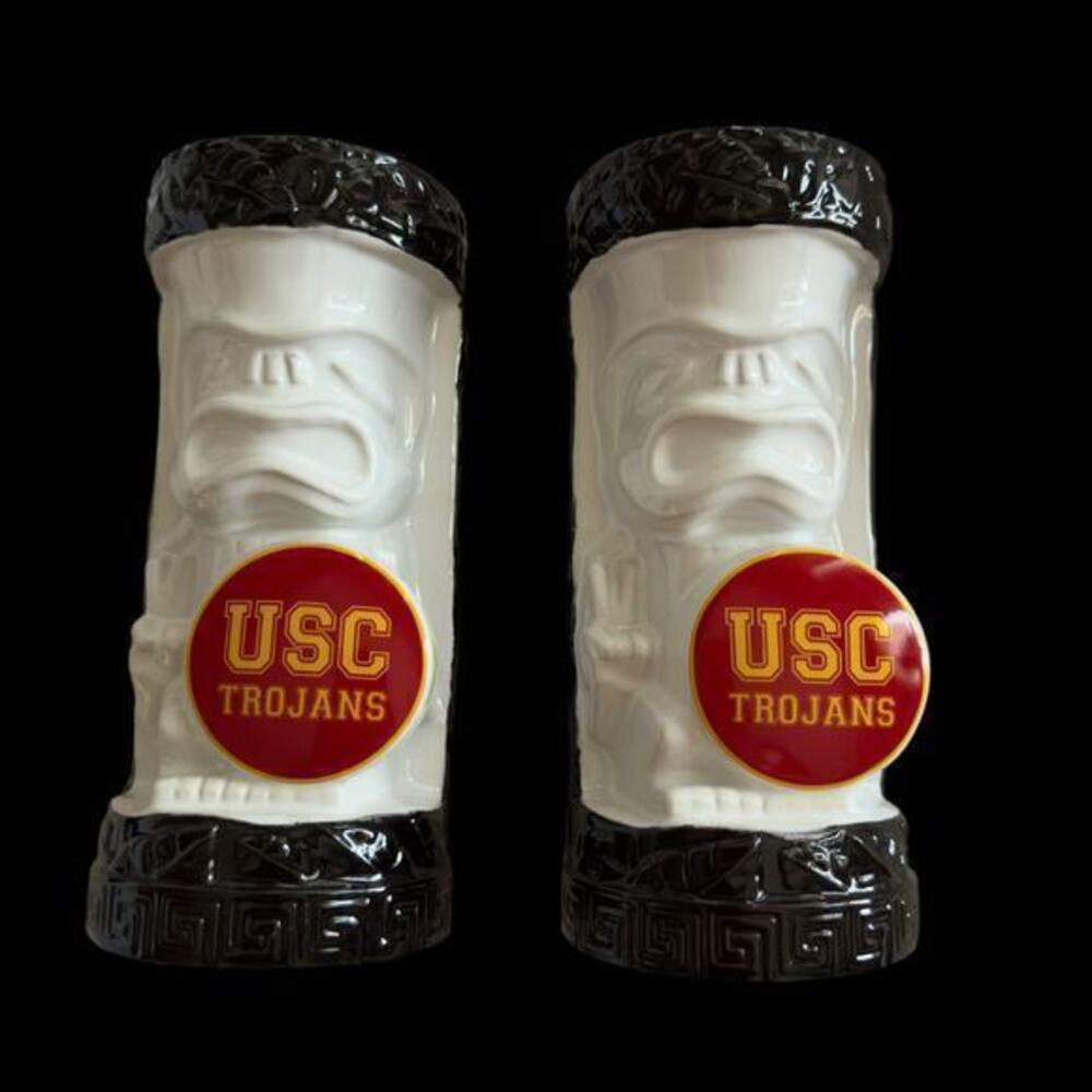 Set of NWT 2020 USC Trojans Tiki Farm Mugs Beachdude Inc California White Red
